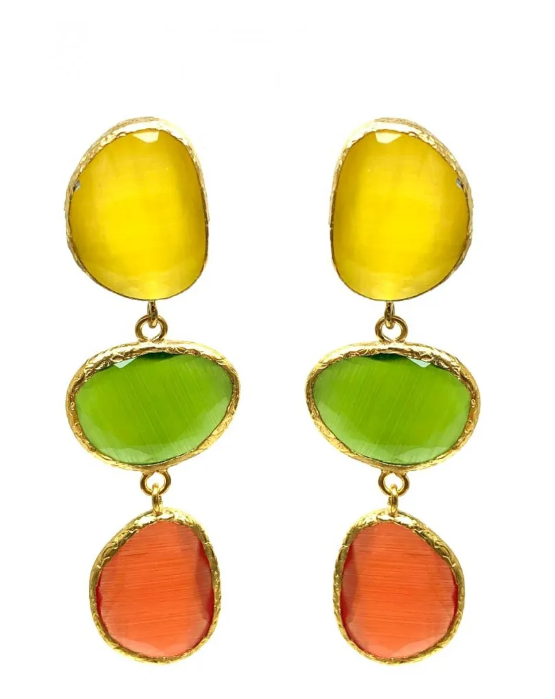 PENDIENTES GRANDES DE PIEDRAS NATURALES MUY FAVORECEDORES