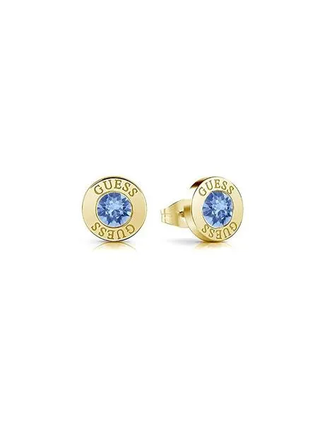 pendientes guess shiny crystals gold blue