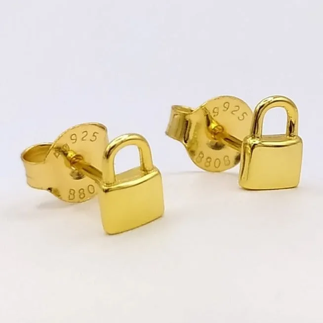 Pendientes plata mini candado