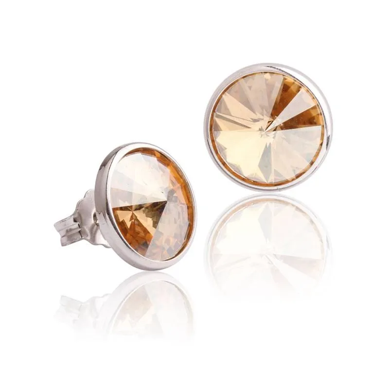 Pendientes "Chromatic" grandes Beige Plata de ley