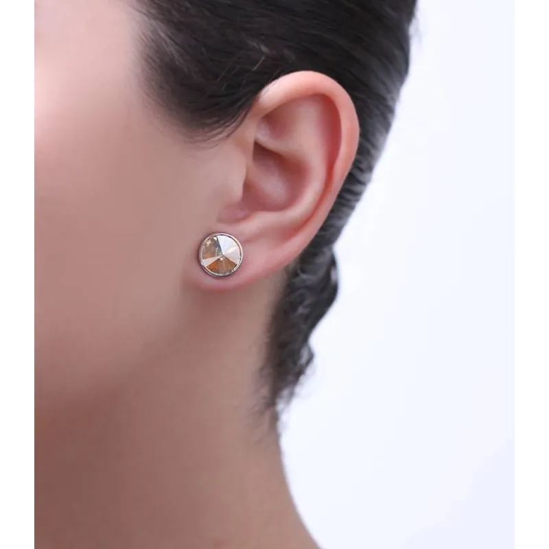 Pendientes "Chromatic" grandes Beige Plata de ley