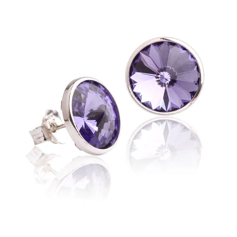 Pendientes "Chromatic" grandes Morado Plata de ley