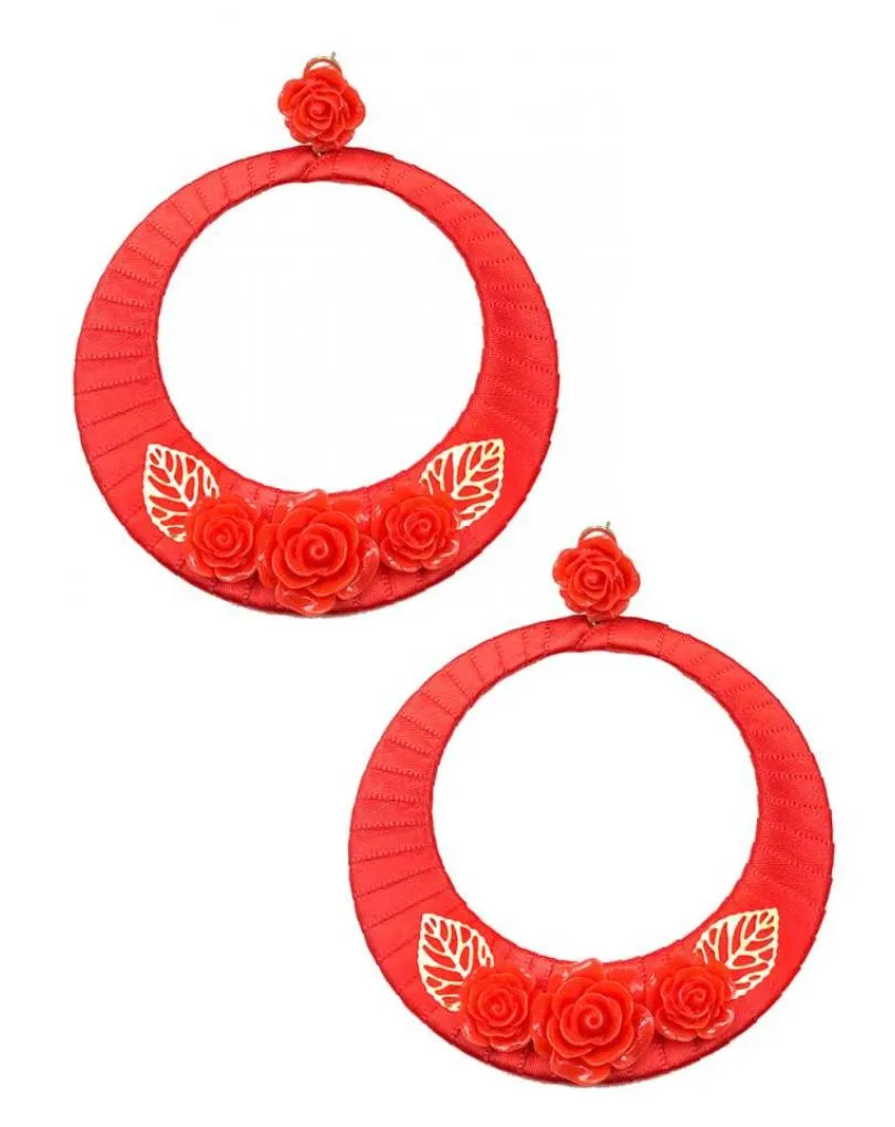 PENDIENTES ROJOS DE AROS GRANDES PARA TRAJES DE FLAMENCA