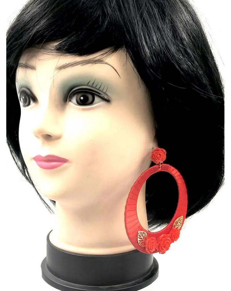 PENDIENTES ROJOS DE AROS GRANDES PARA TRAJES DE FLAMENCA