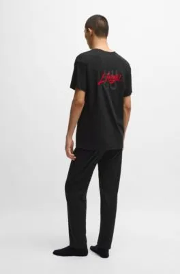 Pijama relaxed fit de algodón elástico con detalles de logos