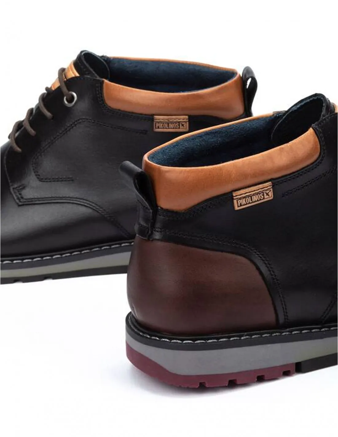 PIKOLINOS Botines Cordones Piel Negros