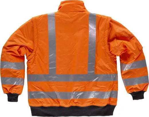 Piloto alta visibilidad con cintas reflectantes Mangas desmontables EN471 Naranja