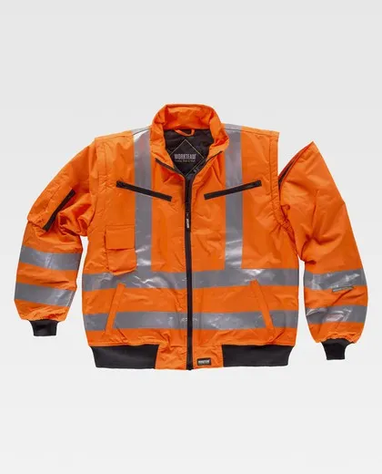 Piloto alta visibilidad con cintas reflectantes Mangas desmontables EN471 Naranja