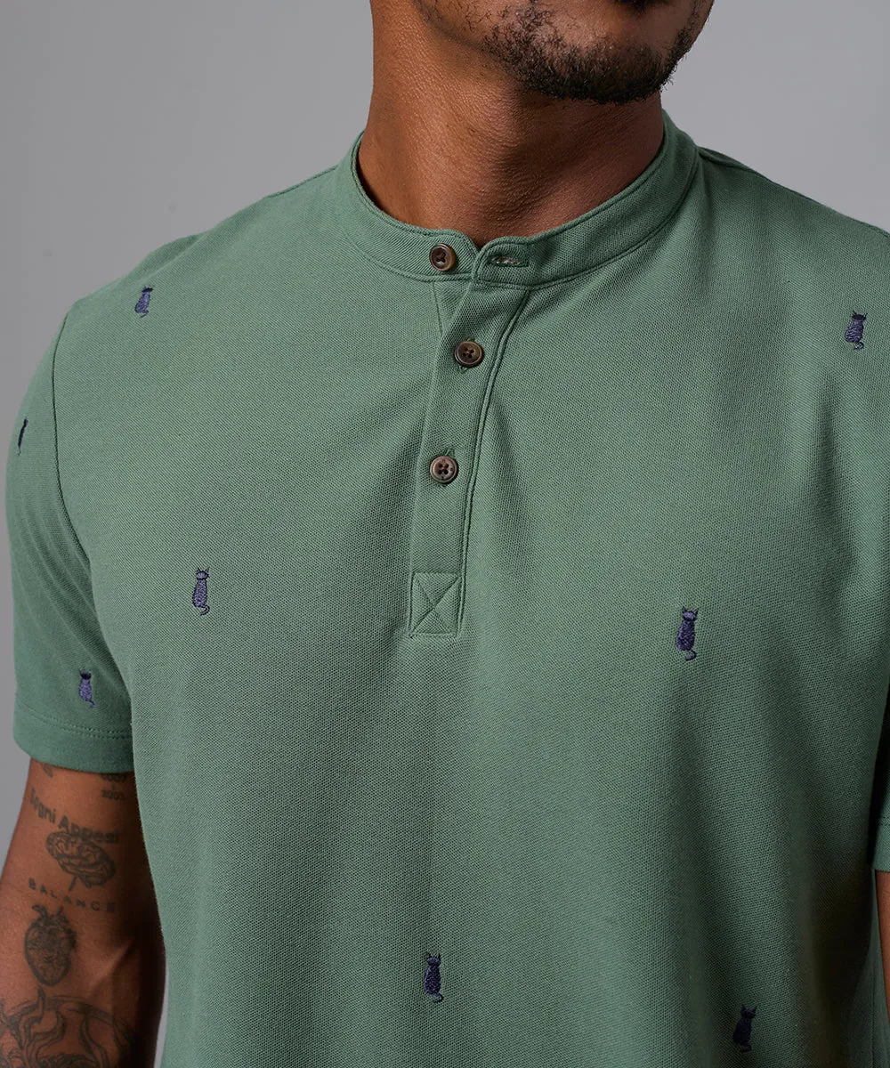 POLO MANGA CORTA PIQUE BORDADO VERDE PV25