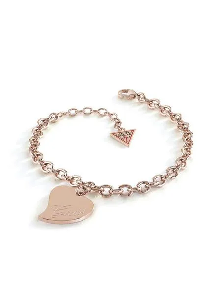 pulsera guess love corazón oro rose