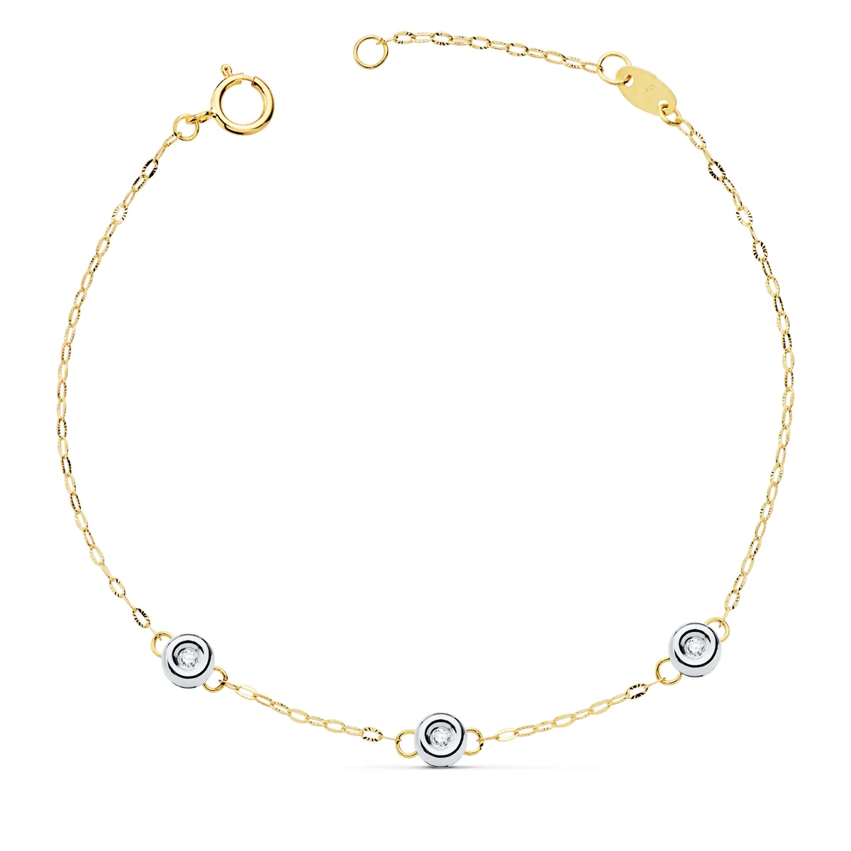 Pulsera Oro Bicolor  Diamantes 0,045 Qts