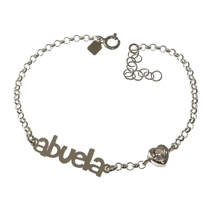 Pulsera Plata Abuela Corazón Piedra