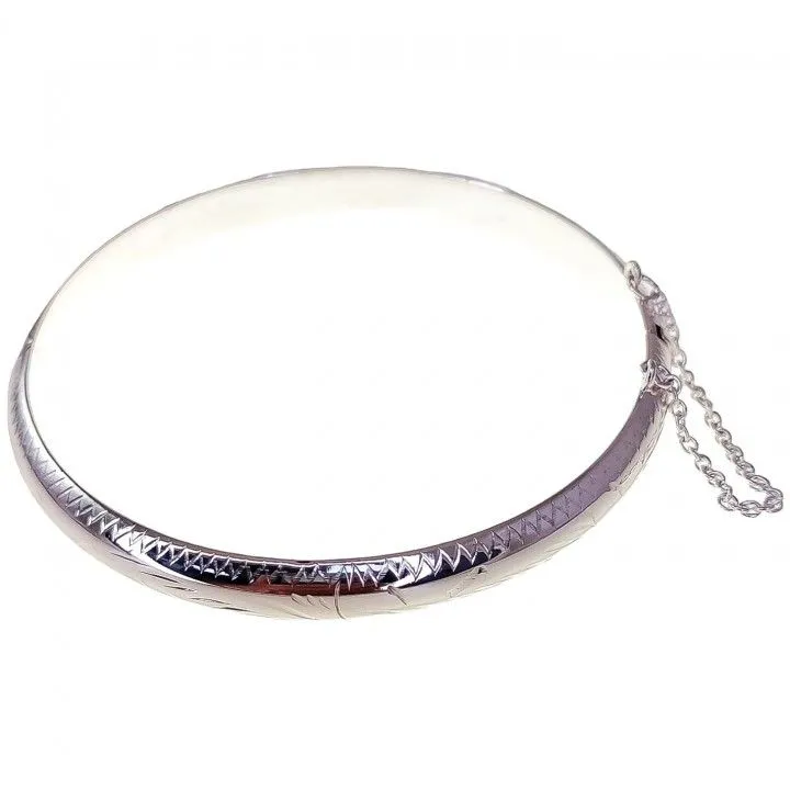 Pulsera Plata Media Caña Dibujo 7 mm.