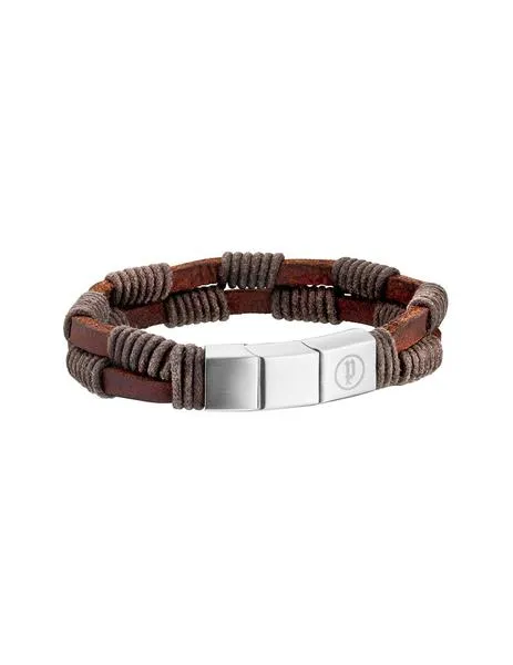 pulsera police twin row marrón