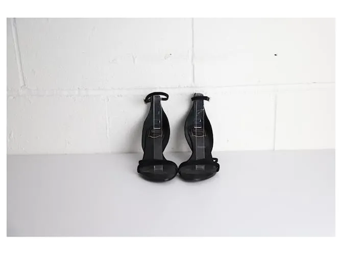 Puntera abierta con adornos de cristal Roger Vivier 70Sandalias mm con Ante Negro 