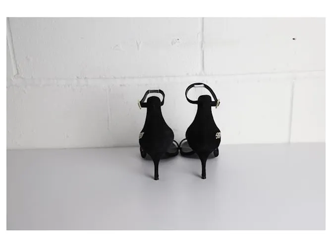 Puntera abierta con adornos de cristal Roger Vivier 70Sandalias mm con Ante Negro 