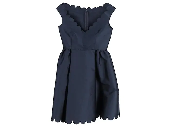 RED Minivestido sin mangas con cuello de pico festoneado en poliéster azul marino de Valentino Garavani 