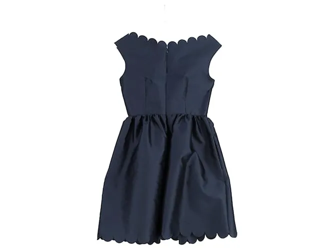 RED Minivestido sin mangas con cuello de pico festoneado en poliéster azul marino de Valentino Garavani 