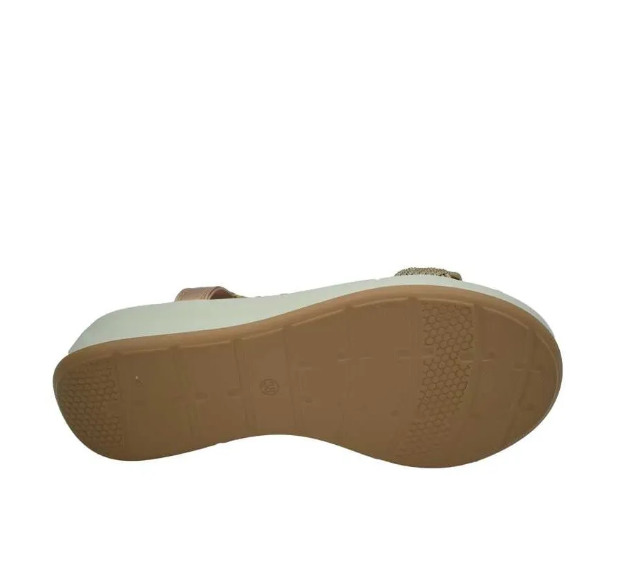 SANDALIA AMARPIES ABZ21331 CONFORT GOMA ELÁSTICA ZAPATO DE MUJER PUNTERA ABIERTA BRONCE 27067