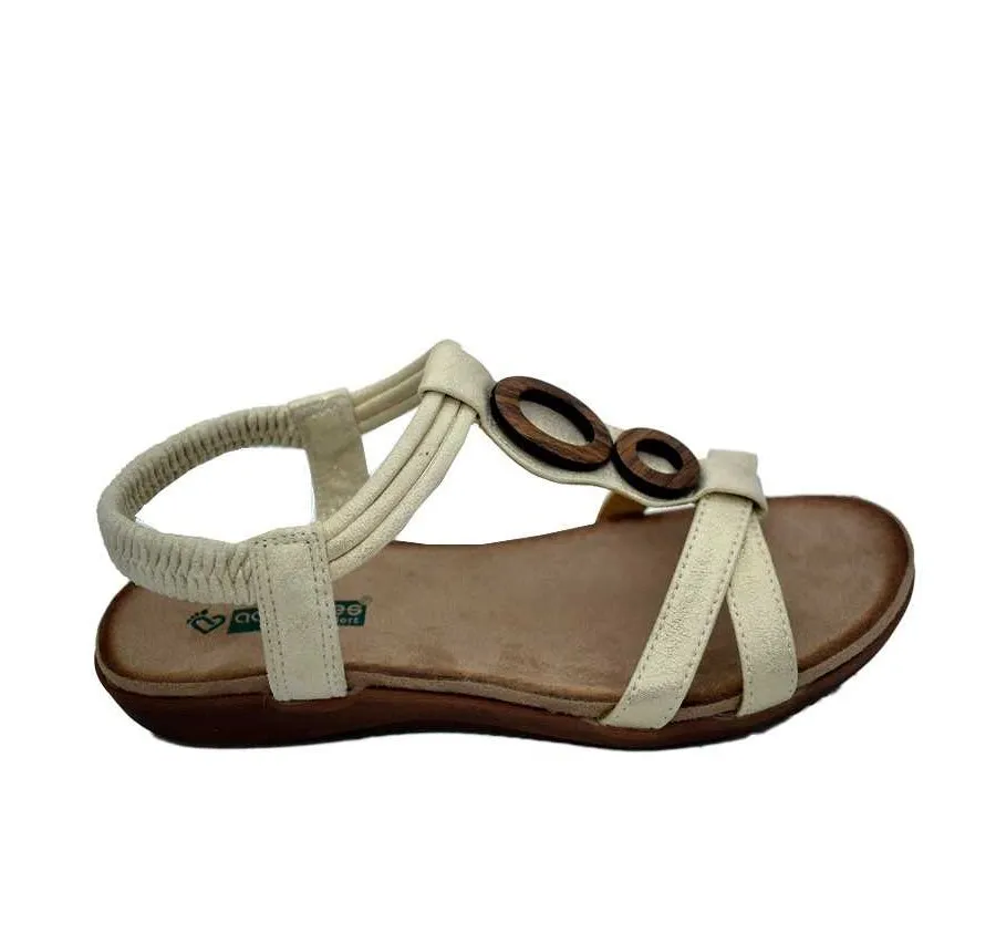 SANDALIA BIO AMARPIES TIRAS CONFORT GOMA ELÁSTICA ZAPATO DE MUJER PUNTERA ABIERTA PLATINO 25512