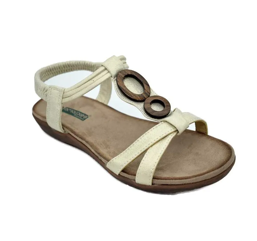 SANDALIA BIO AMARPIES TIRAS CONFORT GOMA ELÁSTICA ZAPATO DE MUJER PUNTERA ABIERTA PLATINO 25512