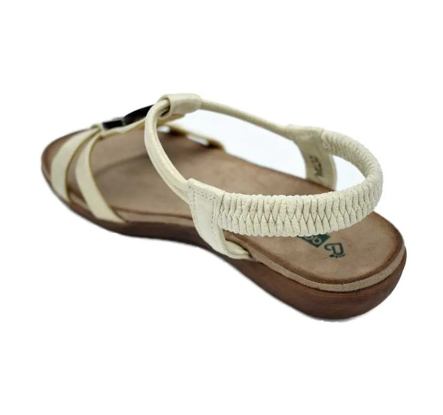 SANDALIA BIO AMARPIES TIRAS CONFORT GOMA ELÁSTICA ZAPATO DE MUJER PUNTERA ABIERTA PLATINO 25512