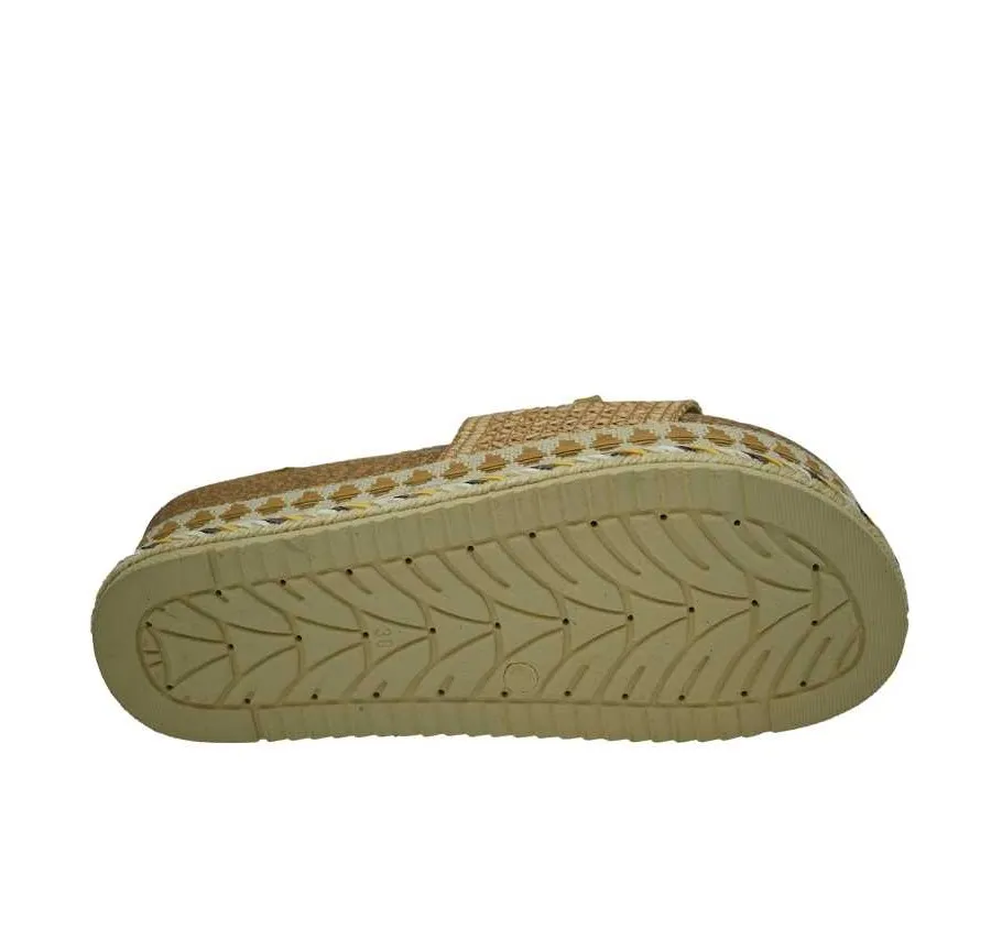 SANDALIA DEITY YHF21653 PALA RAFIA ZAPATO DE MUJER PUNTERA ABIERTA CAMEL PLATAFORMA 27082