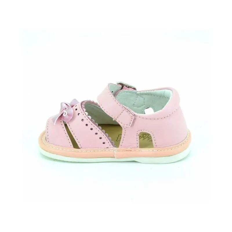 Sandalias bebe de piel con lazo