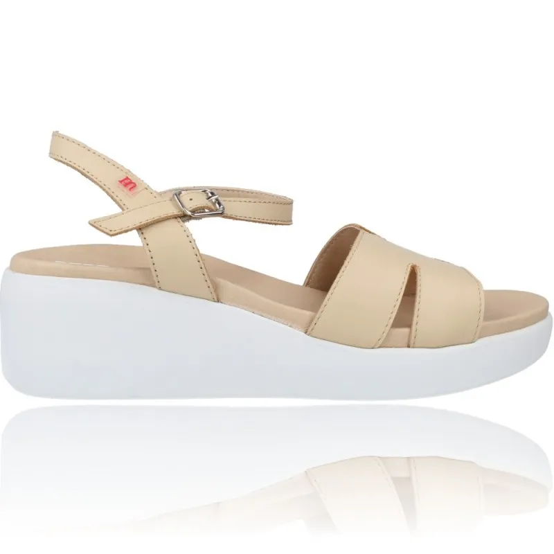 Sandalias Casual con Cuña de Piel para Mujeres de Pepe Menargues 10541