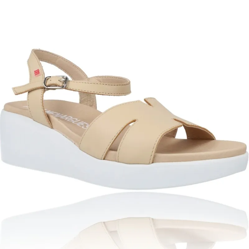 Sandalias Casual con Cuña de Piel para Mujeres de Pepe Menargues 10541