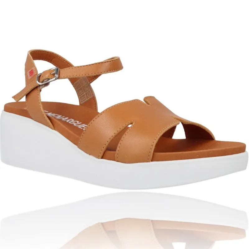 Sandalias Casual con Cuña de Piel para Mujeres de Pepe Menargues 10541
