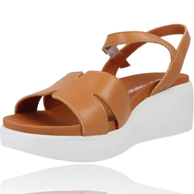 Sandalias Casual con Cuña de Piel para Mujeres de Pepe Menargues 10541
