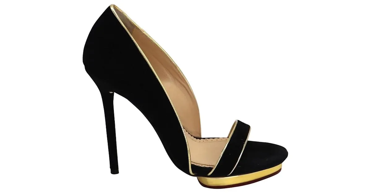 Sandalias con puntera abierta Christine de Charlotte Olympia en ante negro 