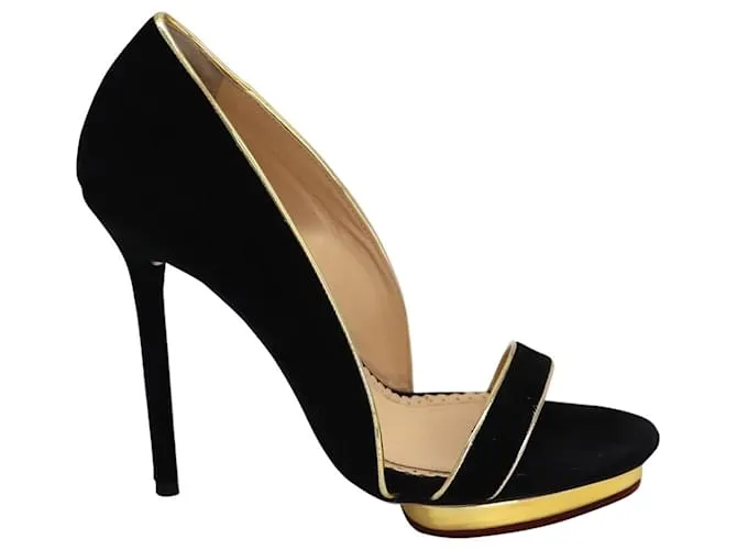 Sandalias con puntera abierta Christine de Charlotte Olympia en ante negro 