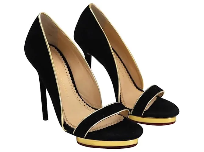 Sandalias con puntera abierta Christine de Charlotte Olympia en ante negro 