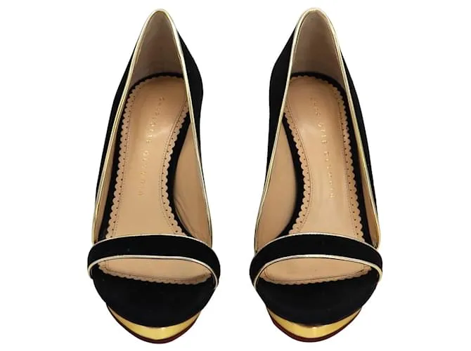Sandalias con puntera abierta Christine de Charlotte Olympia en ante negro 