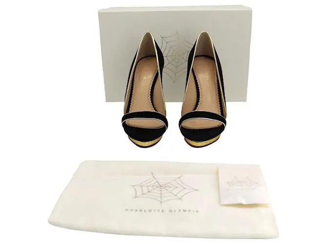 Sandalias con puntera abierta Christine de Charlotte Olympia en ante negro 