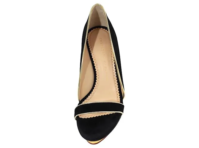 Sandalias con puntera abierta Christine de Charlotte Olympia en ante negro 