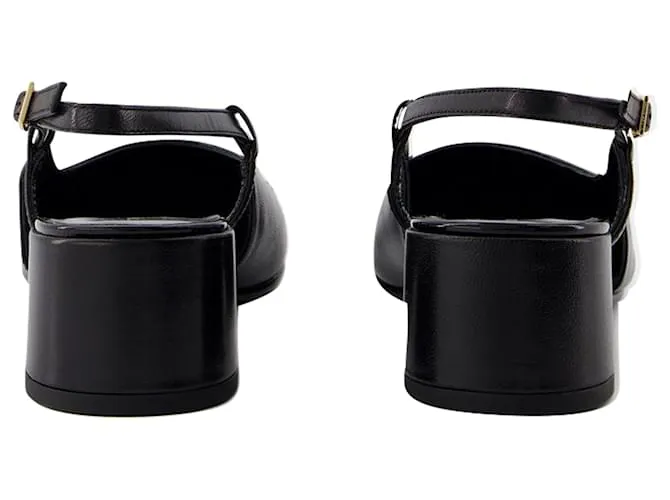 SANDALIAS CON PUNTERA  TORY BURCH  CUERO  NEGRO 