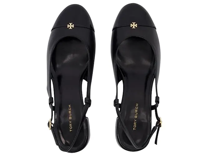 SANDALIAS CON PUNTERA  TORY BURCH  CUERO  NEGRO 