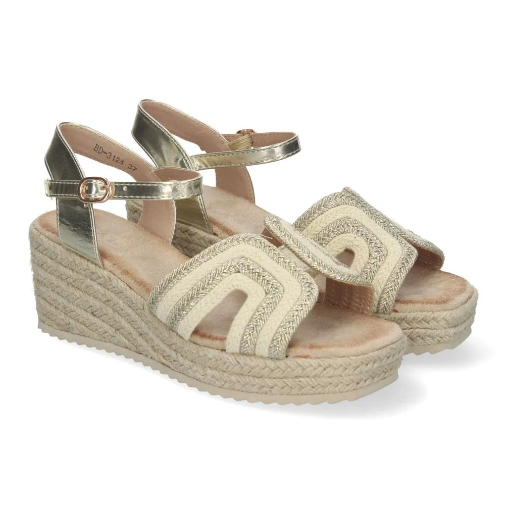 Sandalias de cuña para mujer elegantes con cierre de hebilla puntera abierta con Pala Bicolor y dise