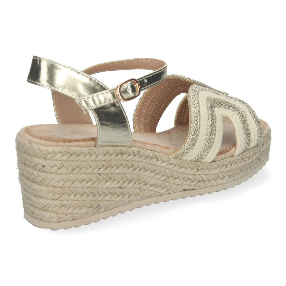 Sandalias de cuña para mujer elegantes con cierre de hebilla puntera abierta con Pala Bicolor y dise