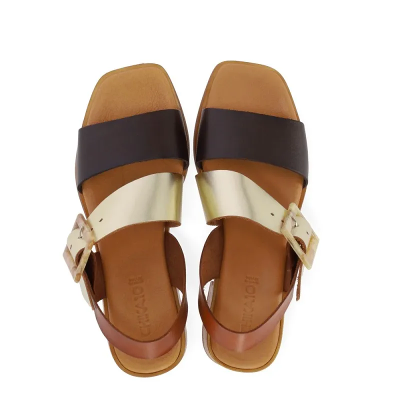 Sandalias De Tacón Chika10 Polea Mujer Oro