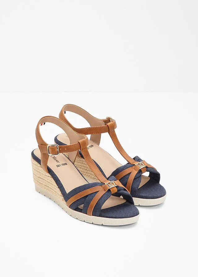 Sandalias de tacón con cuña Azul piedra