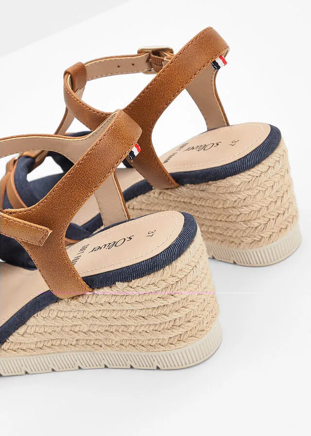 Sandalias de tacón con cuña Azul piedra
