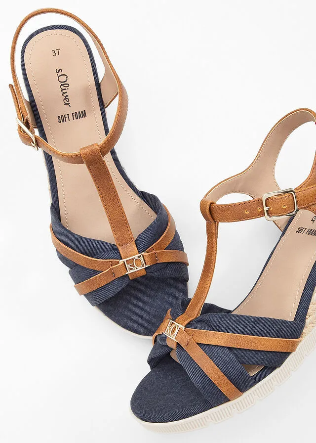 Sandalias de tacón con cuña Azul piedra