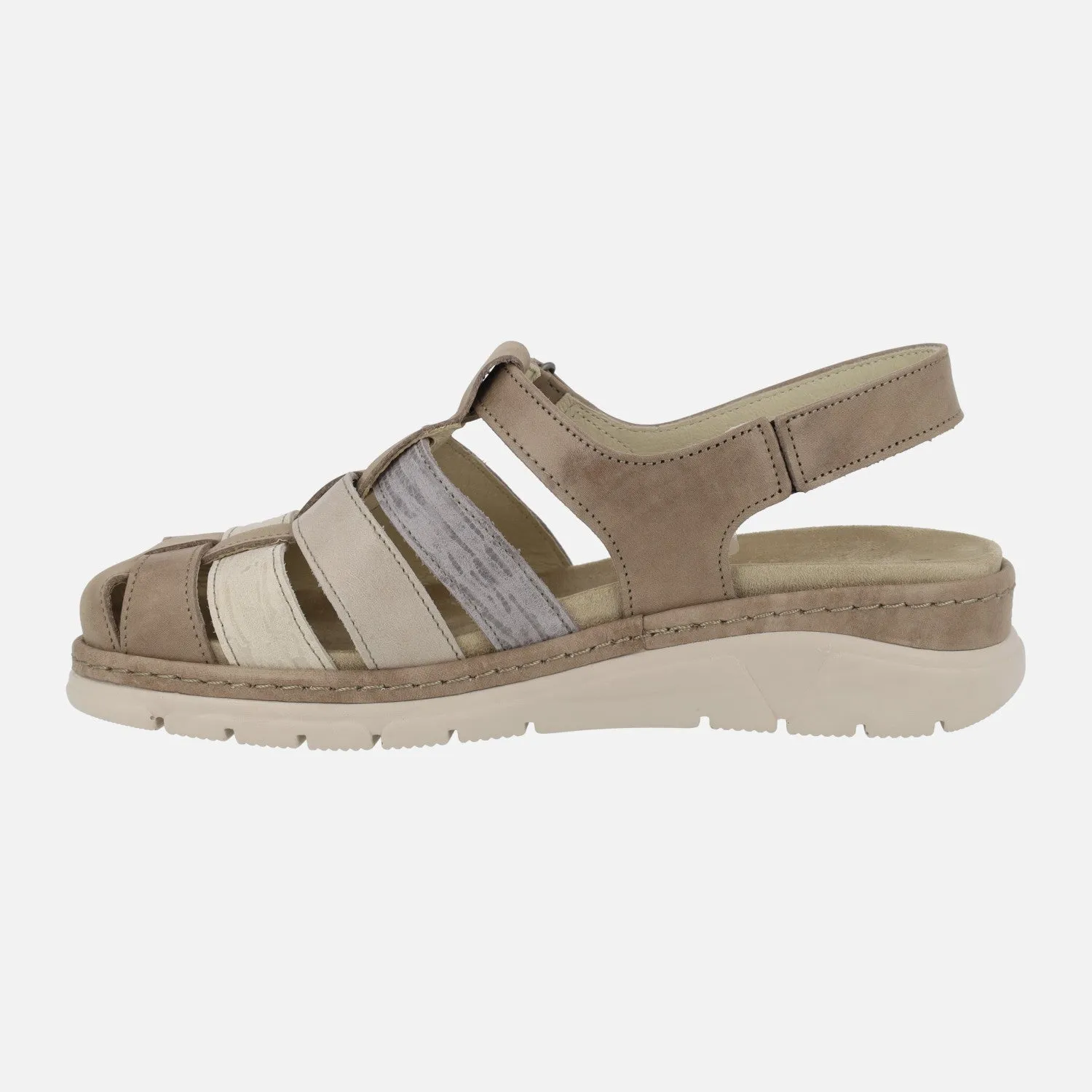 Sandalias de tiras cerradas de puntera con cierre de velcro
