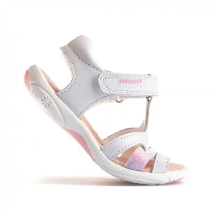sandalias Pablosky blancas cerradas con detalle arcoíris