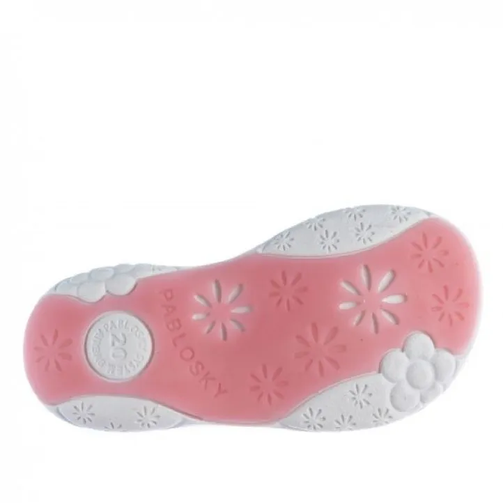sandalias Pablosky blancas cerradas con detalle arcoíris