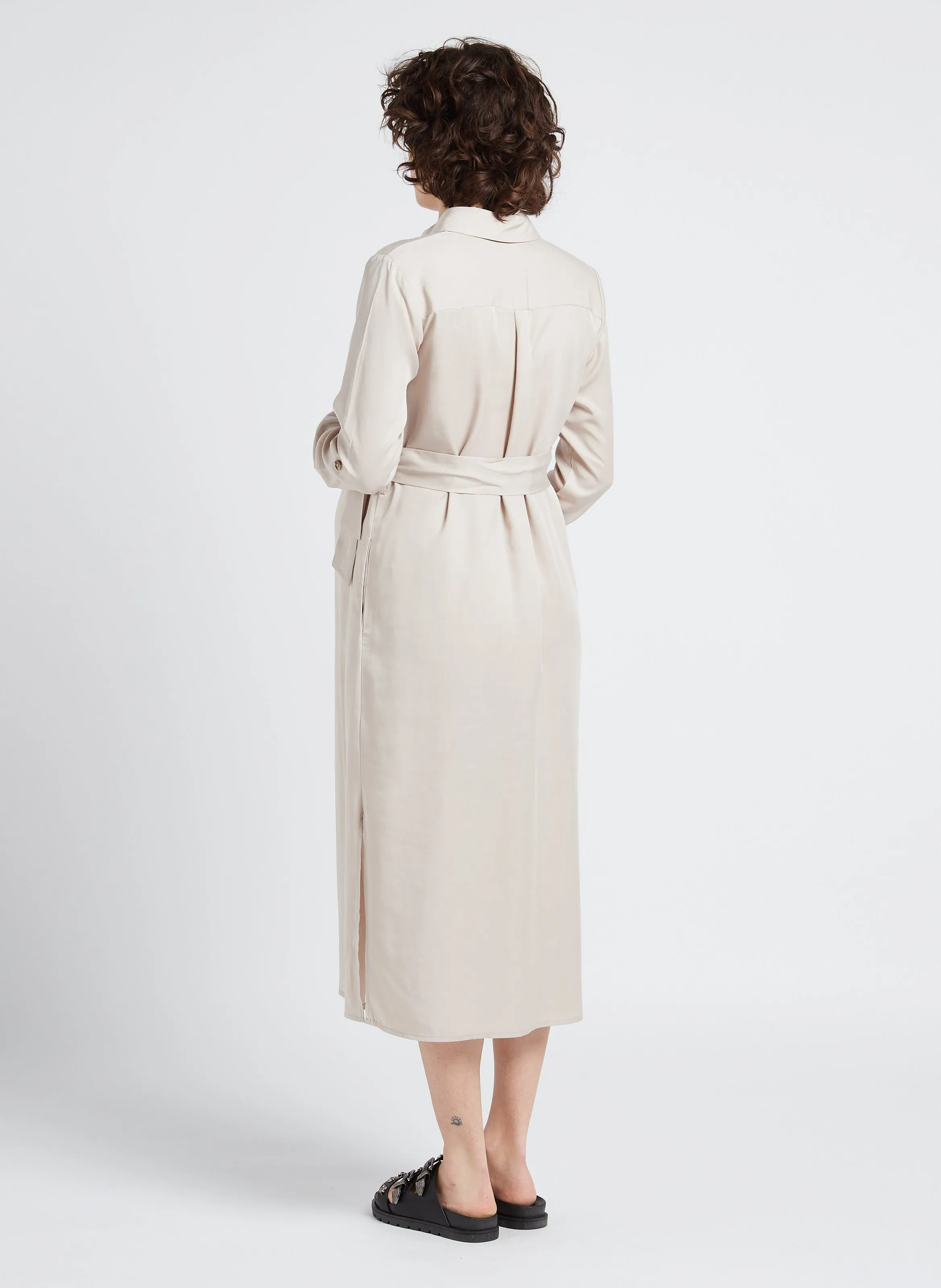 SERAPHINE AMARANTH  VESTIDO CAMISERO PREMAMá SATINADO EN AMARILLO